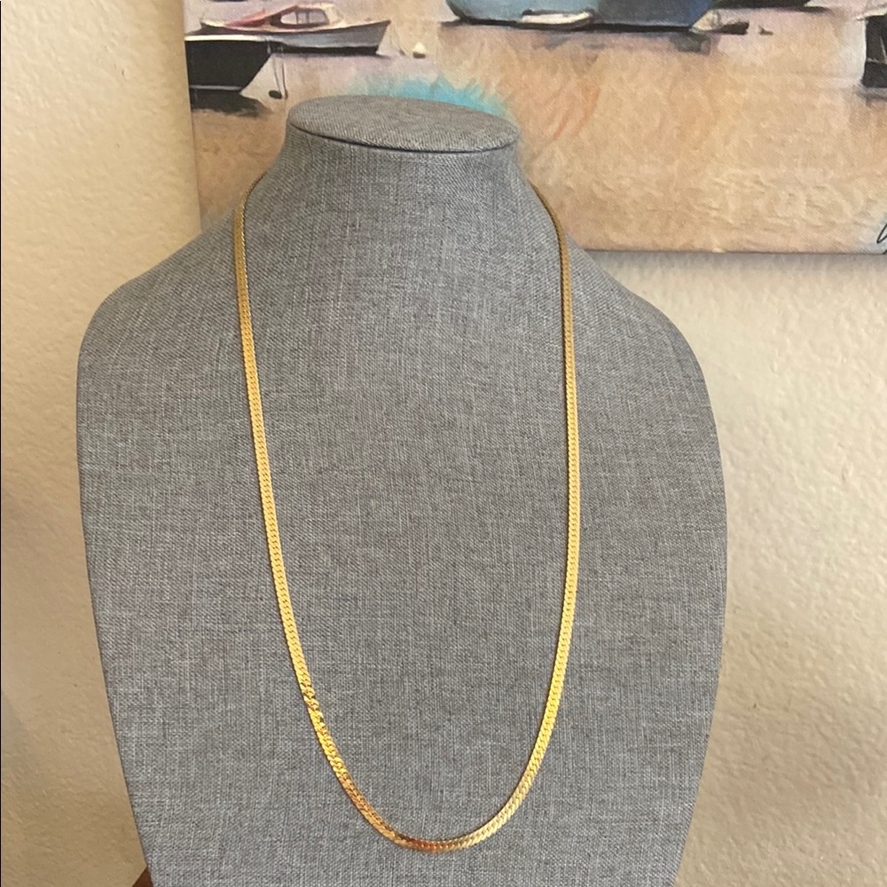 Vintage 70s Long Gold Tone Alloy Necklace